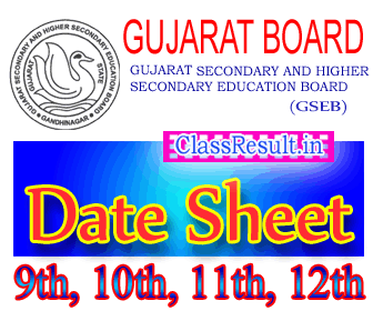 gseb Date Sheet 2022 class SSC, 10th, HSC, 12th Routine